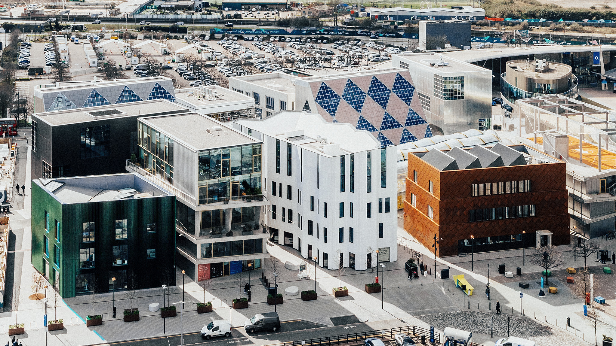 Aerial view of a bustling cityscape filled with numerous buildings